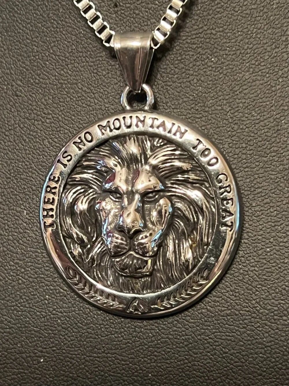 Stainless Steel Lion - There Is No Mountain Too Great Pendant Necklace (385)